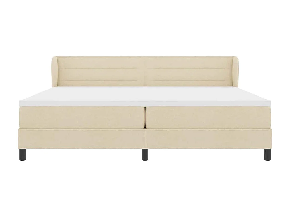Cama box spring con colchón con colchón Crema 200 x 200 cm tela