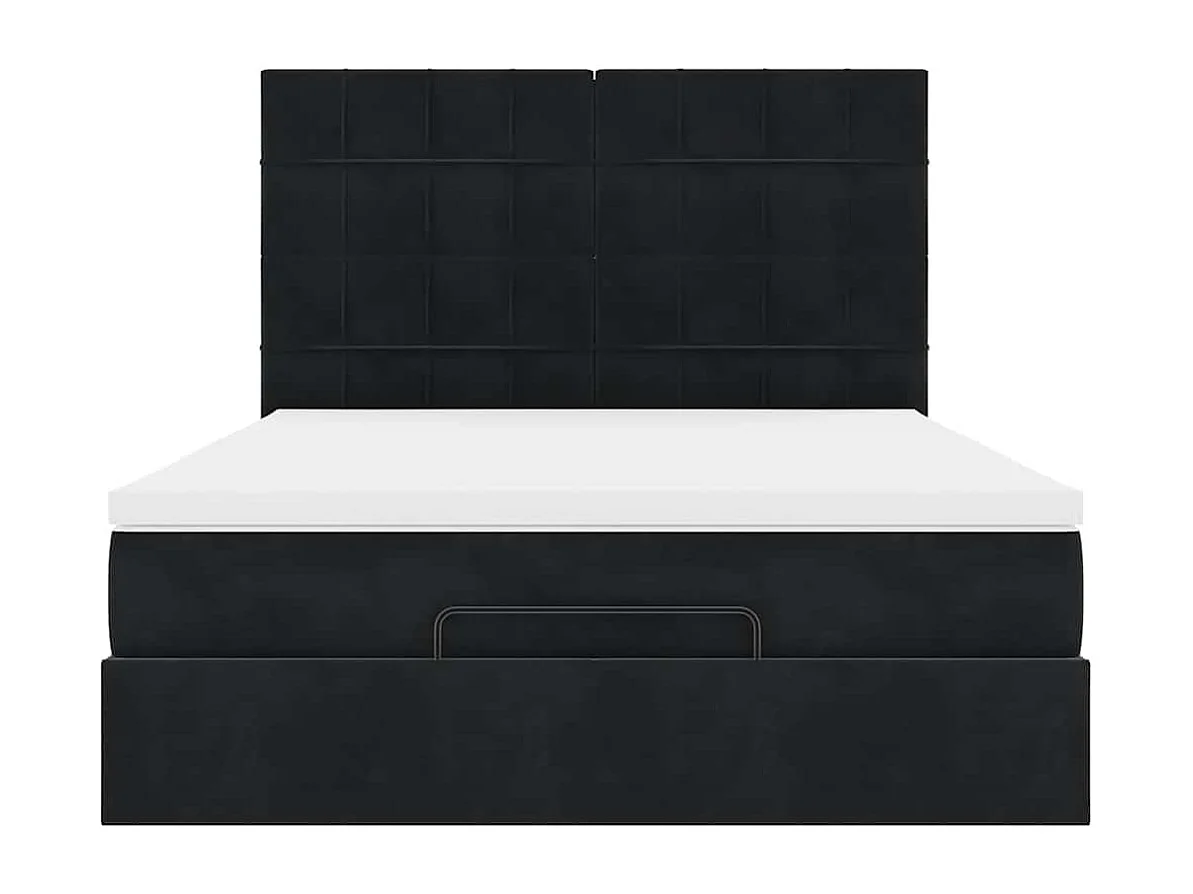 Estructura cama otomana colchones terciopelo negro 140x200cm