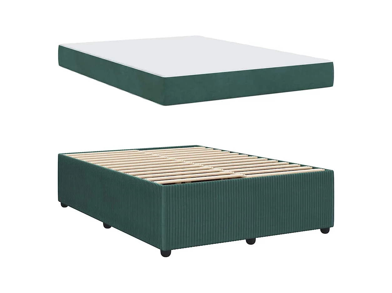 Cadre de lit avec matelas Vert foncé 160 x 200 cm Velours
