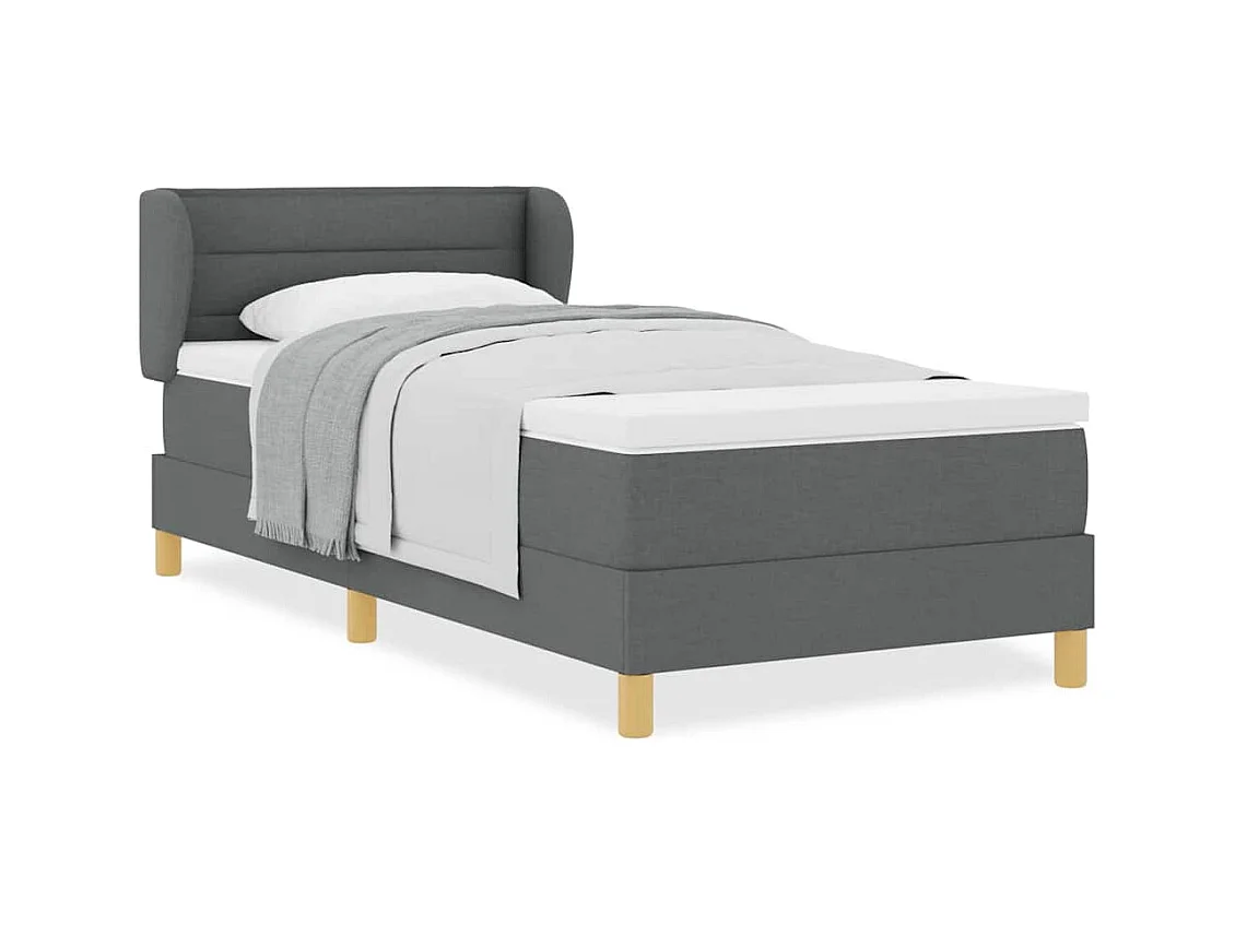 Cama con somier y colchón Crema 90x200 cm Fabric Gris oscuro