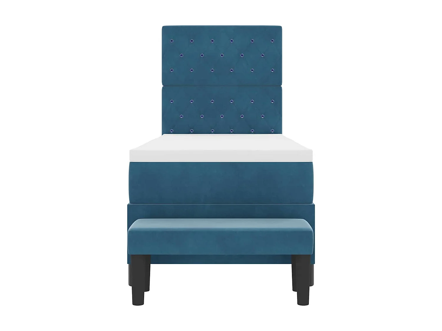 Cadre de lit avec matelas Bleu foncé 80 x 200 cm Velours