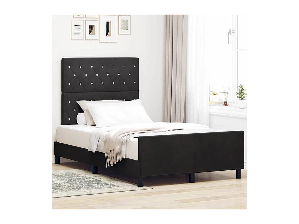 Bedframe met hoofdeinde Zwart 120 x 200 cm Fluweel