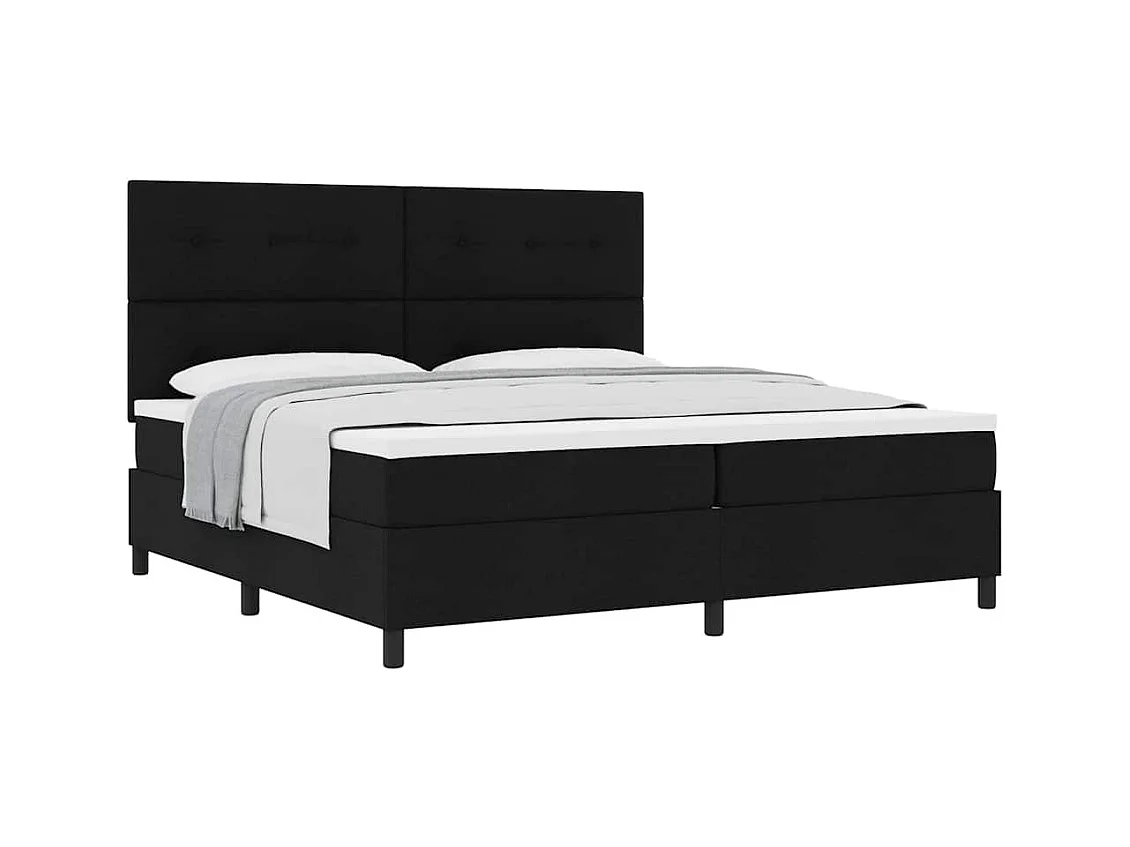 Cadre de lit avec matelas Noir 200 x 200 cm tissu