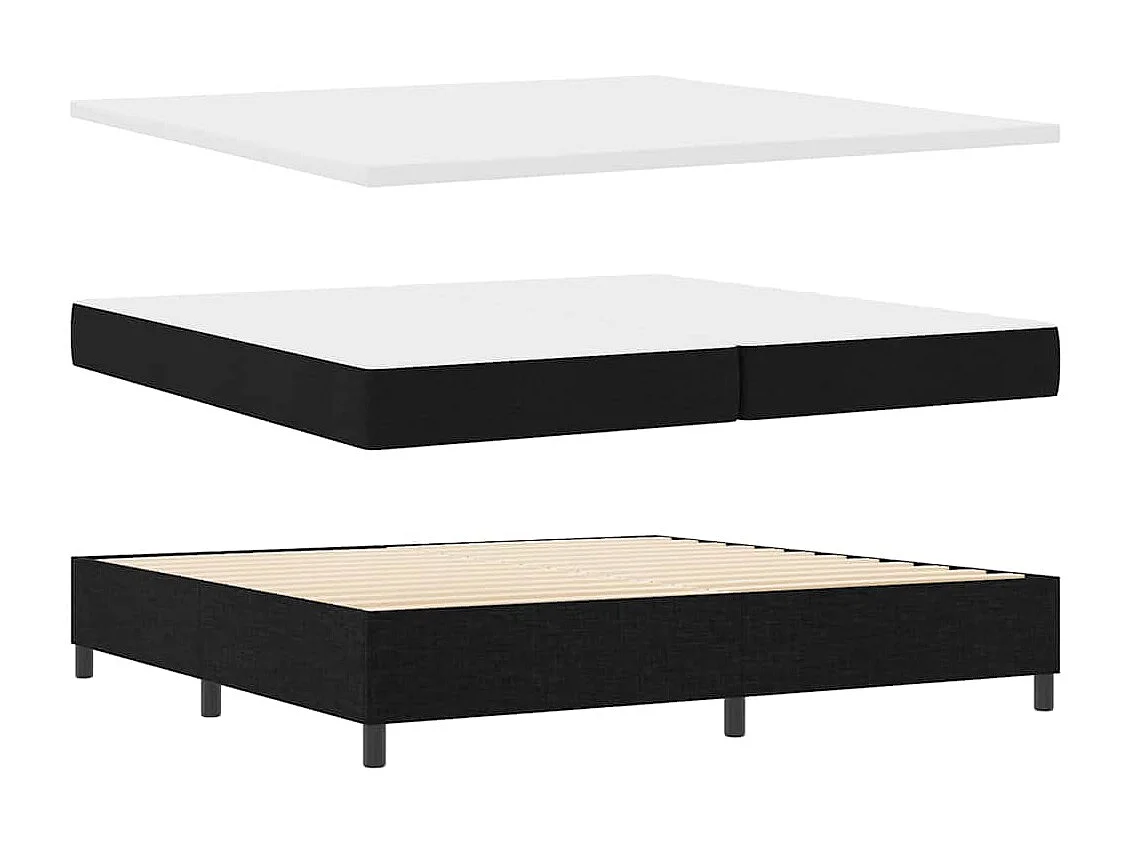 Cadre de lit avec matelas Noir 200 x 200 cm tissu