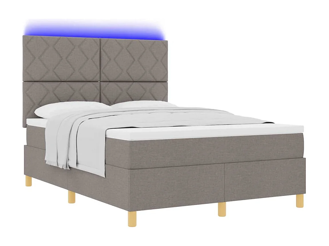 Cadre de lit avec matelas Taupe 160 x 200 cm tissu