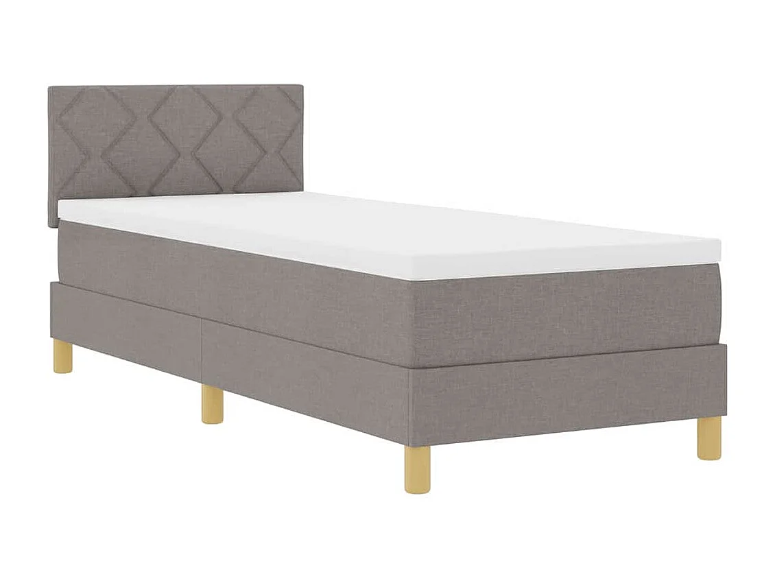 Cama tipo Box Spring con colchón Taupé 80 x 200 cm tela