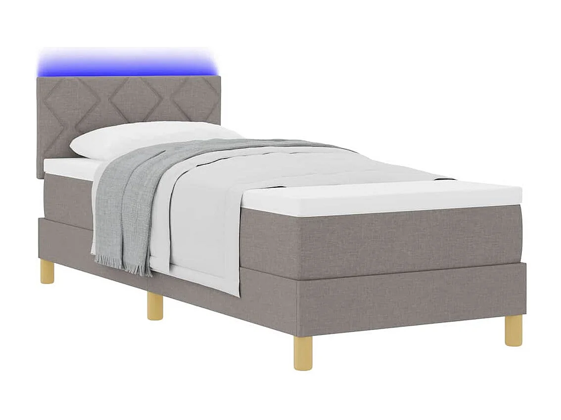 Cama tipo Box Spring con colchón Taupé 80 x 200 cm tela