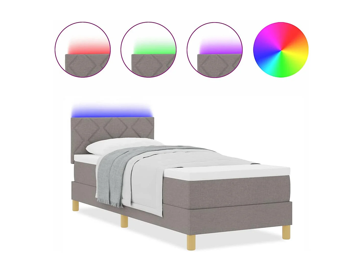 Cama tipo Box Spring con colchón Taupé 80 x 200 cm tela