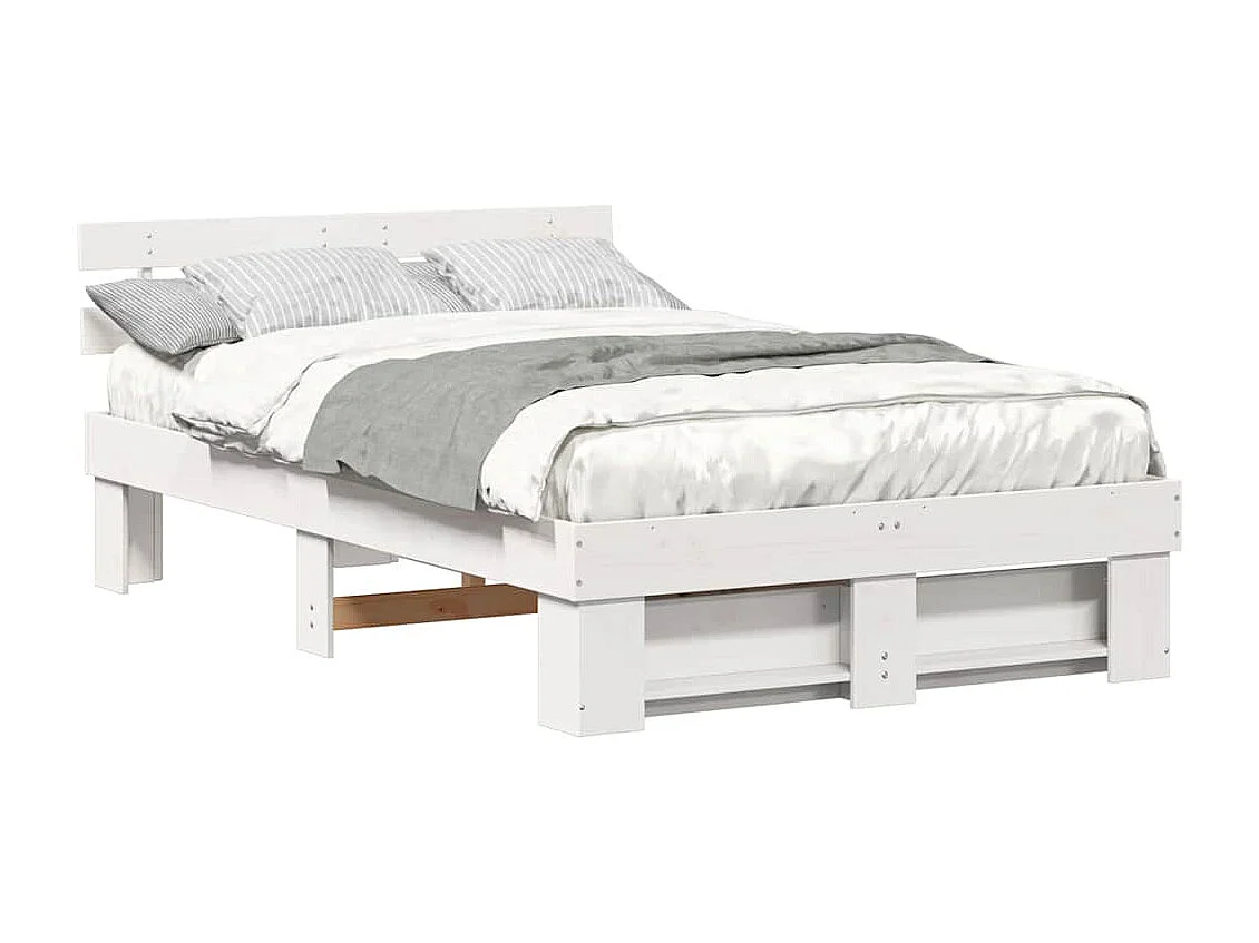 Cadre de lit Blanc 140 x 190 cm Bois massif en pin