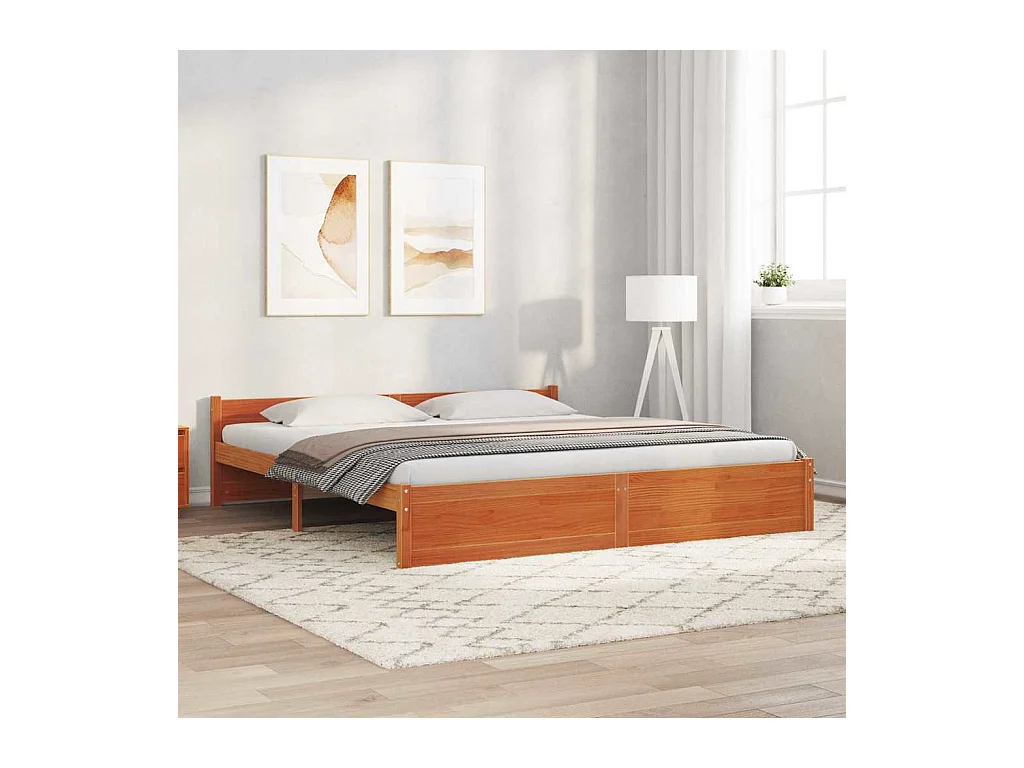 Bedframe Wasbruin 200 x 200 cm Massief grenenhout