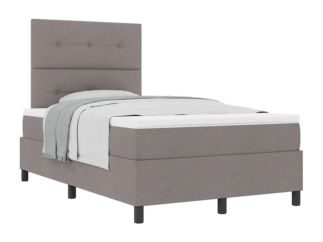 Cama tipo Box Spring con colchón Taupé 120 x 200 cm tela