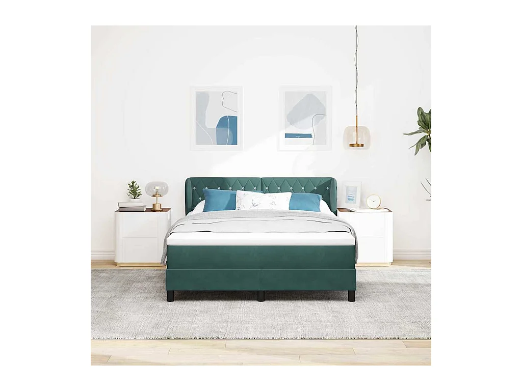 Cadre de lit avec matelas gris foncé 80x200 cm en velours