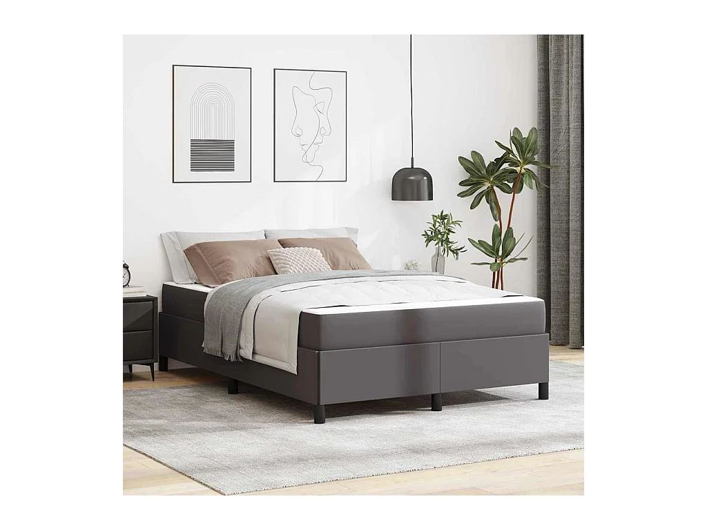 Cadre de lit avec matelas Gris 140 x 190 cm Faux cuir