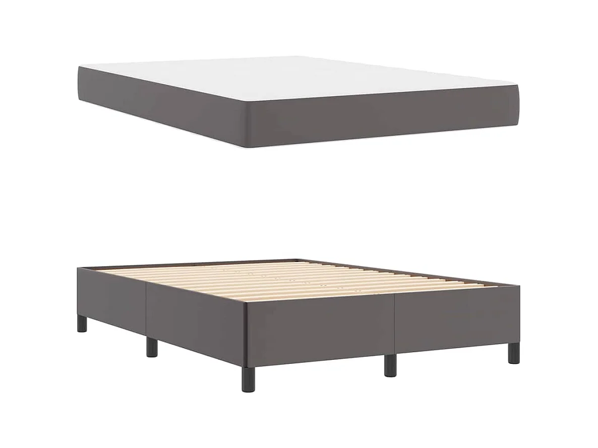Cadre de lit avec matelas Gris 140 x 190 cm Faux cuir
