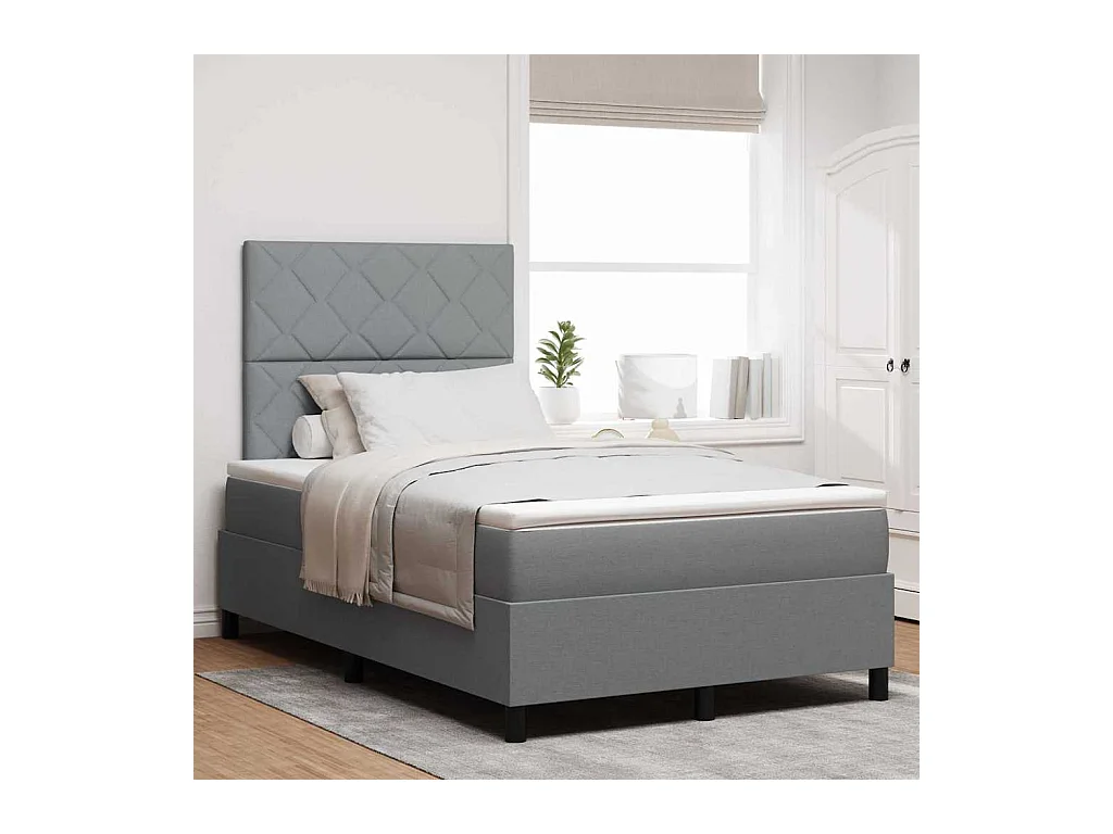 Cadre de lit avec matelas Gris clair 120 x 190 cm tissu