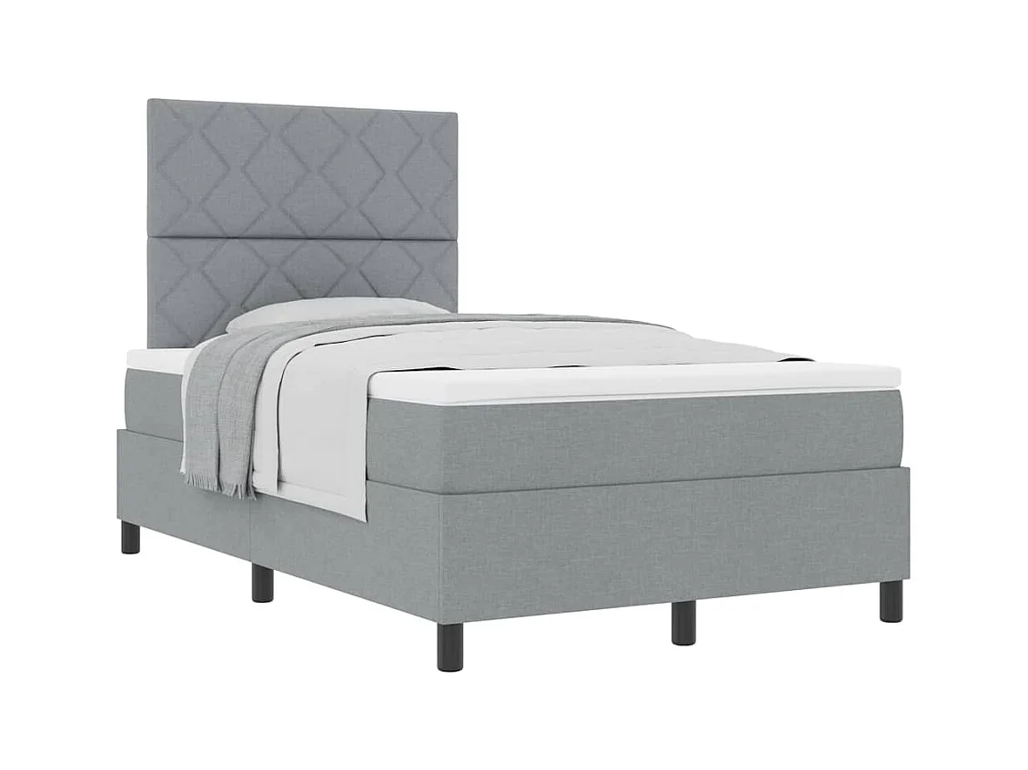 Cadre de lit avec matelas Gris clair 120 x 190 cm tissu