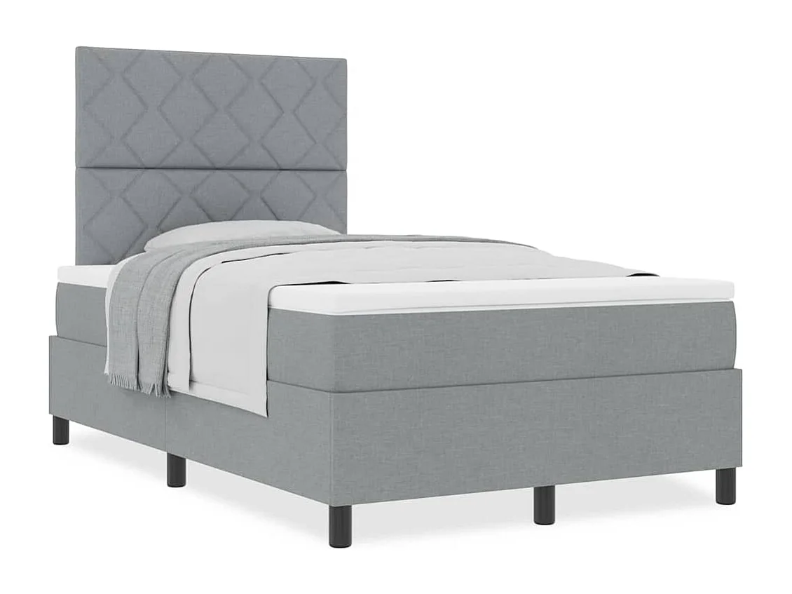 Cama tipo Box Spring con colchón Gris claro 120 x 190 cm tela