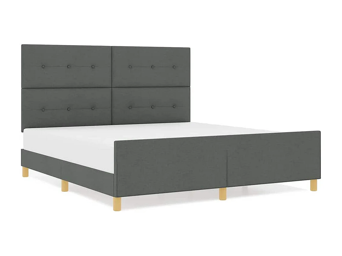 Cadre de lit avec tête de lit Gris foncé 180 x 200 cm tissu
