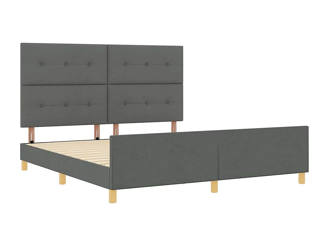 Cadre de lit avec tête de lit Gris foncé 180 x 200 cm tissu