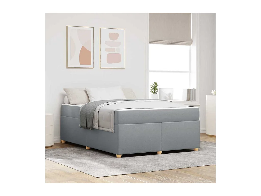 Cadre de lit avec matelas Gris clair 140 x 200 cm tissu