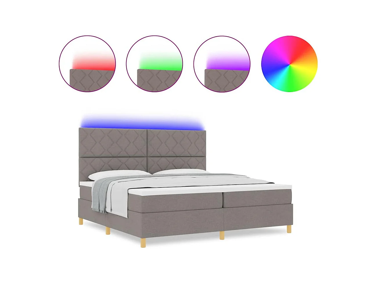 Cadre de lit avec matelas Taupe 200 x 200 cm tissu