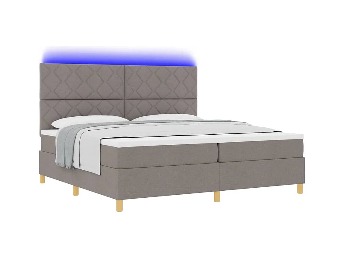Cadre de lit avec matelas Taupe 200 x 200 cm tissu