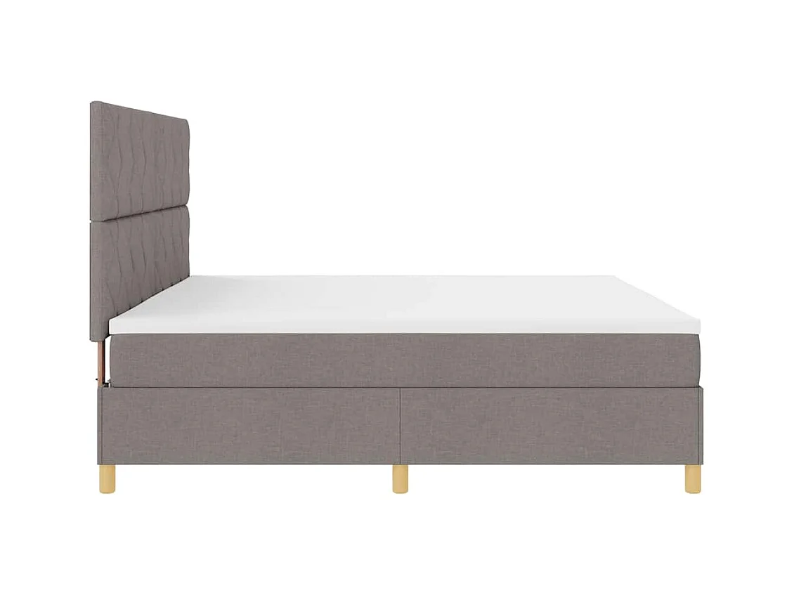 Cadre de lit avec matelas Taupe 200 x 200 cm tissu