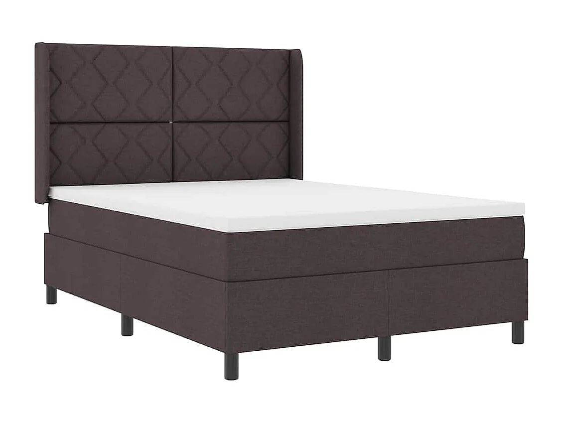 Cadre de lit avec matelas Marron foncé 160 x 200 cm tissu