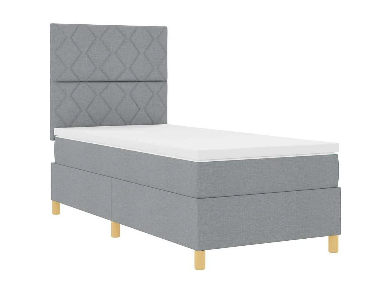 Cama tipo Box Spring con cabecera Gris claro 100 x 200 cm tela