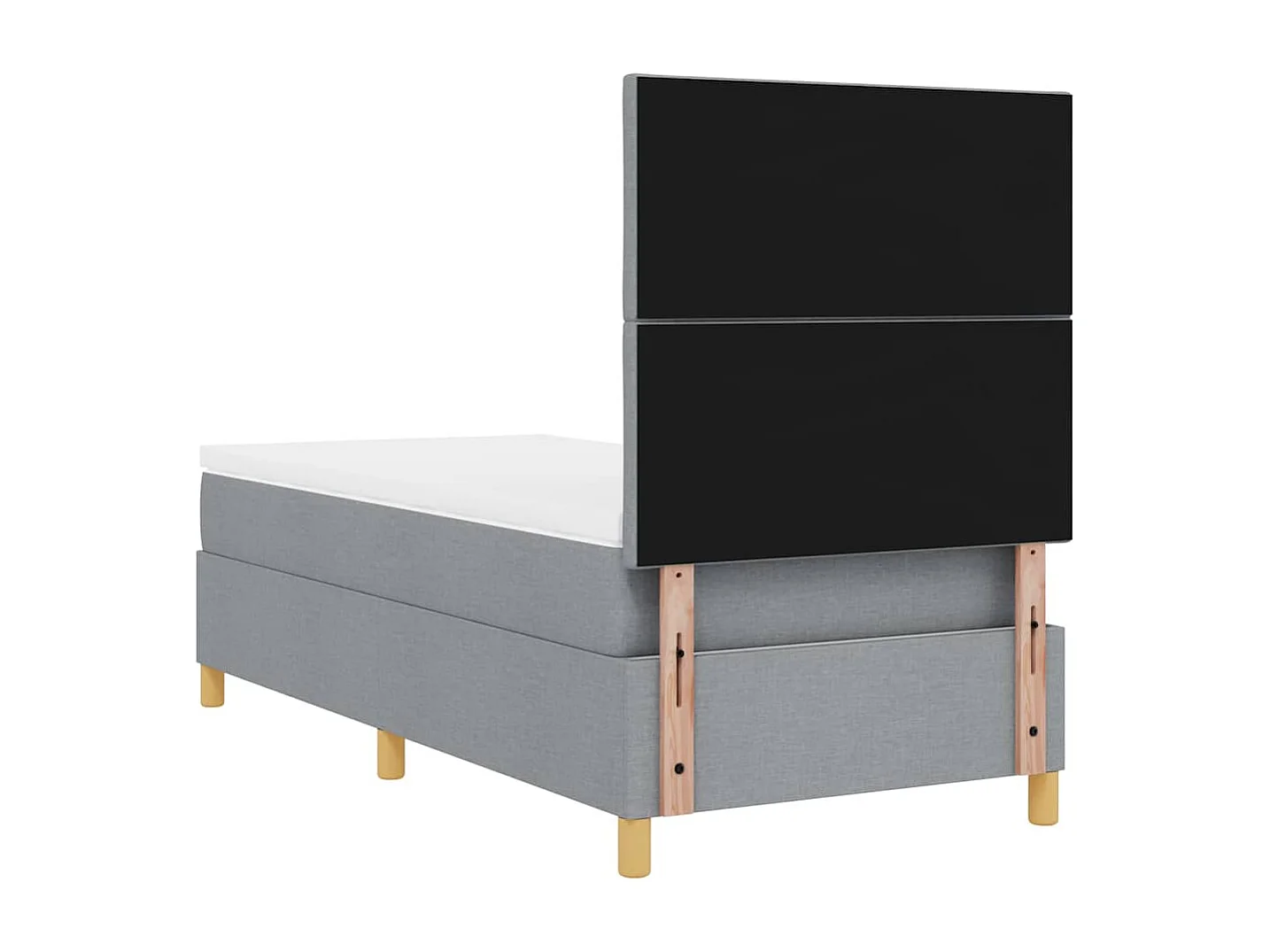 Cama tipo Box Spring con cabecera Gris claro 100 x 200 cm tela