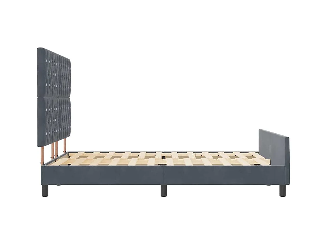 Cadre de lit avec tête de lit Gris foncé 140 x 200 cm Velours