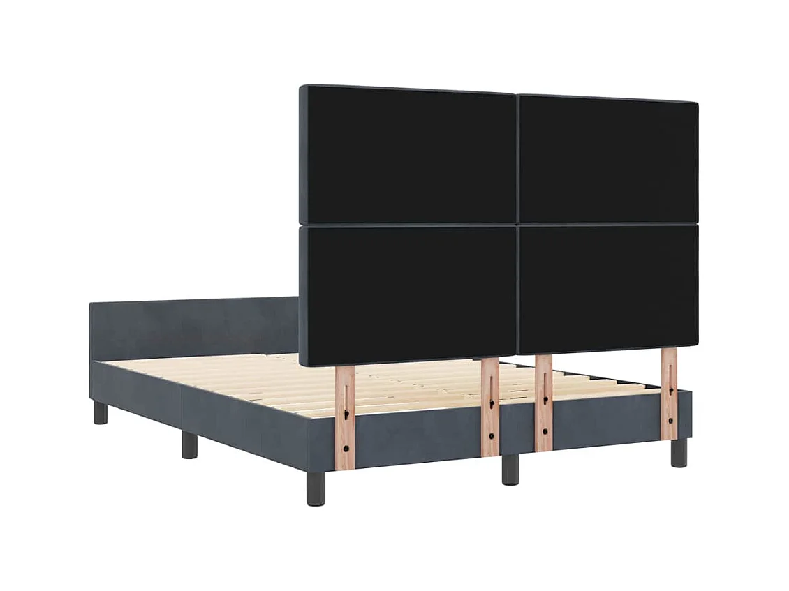 Cadre de lit avec tête de lit Gris foncé 140 x 200 cm Velours