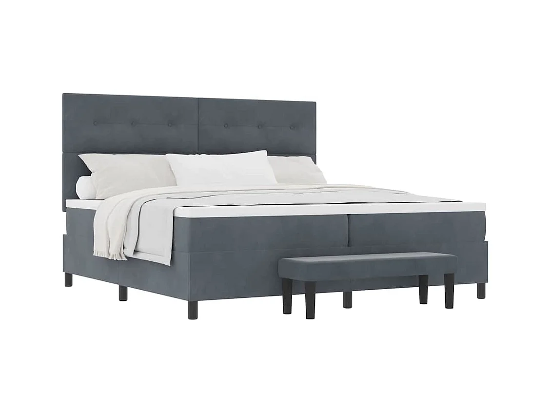 Cadre de lit avec matelas Gris foncé 200 x 200 cm Velours