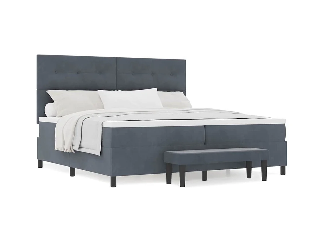 Cadre de lit avec matelas Gris foncé 200 x 200 cm Velours