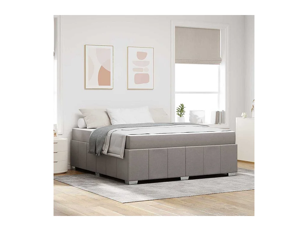 Cadre de lit avec matelas Taupe 180 x 200 cm tissu
