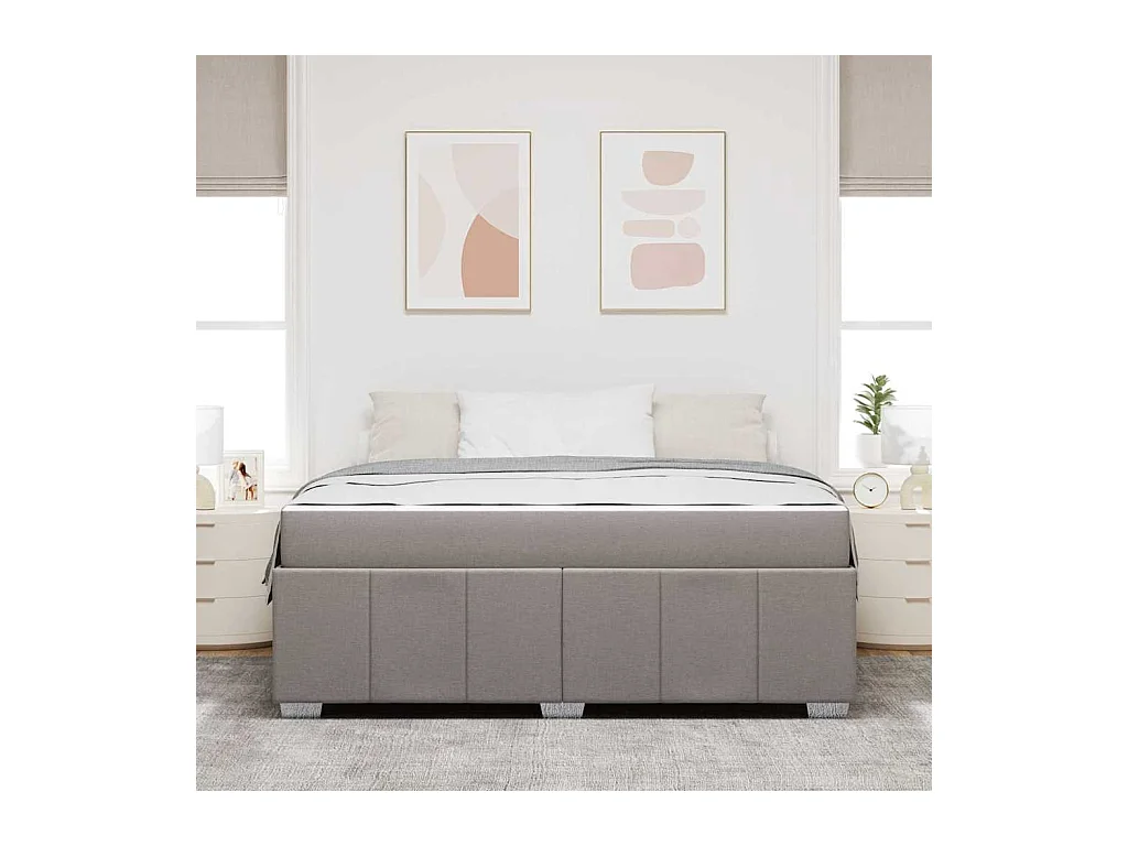 Cadre de lit avec matelas Taupe 180 x 200 cm tissu