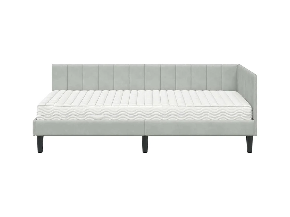 Cadre de lit d'angle Gris clair 90 x 200 cm Velours