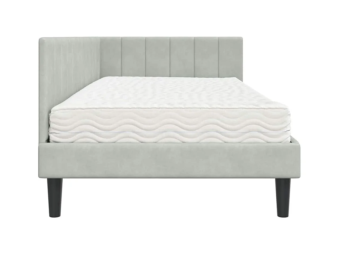 Cadre de lit d'angle Gris clair 90 x 200 cm Velours