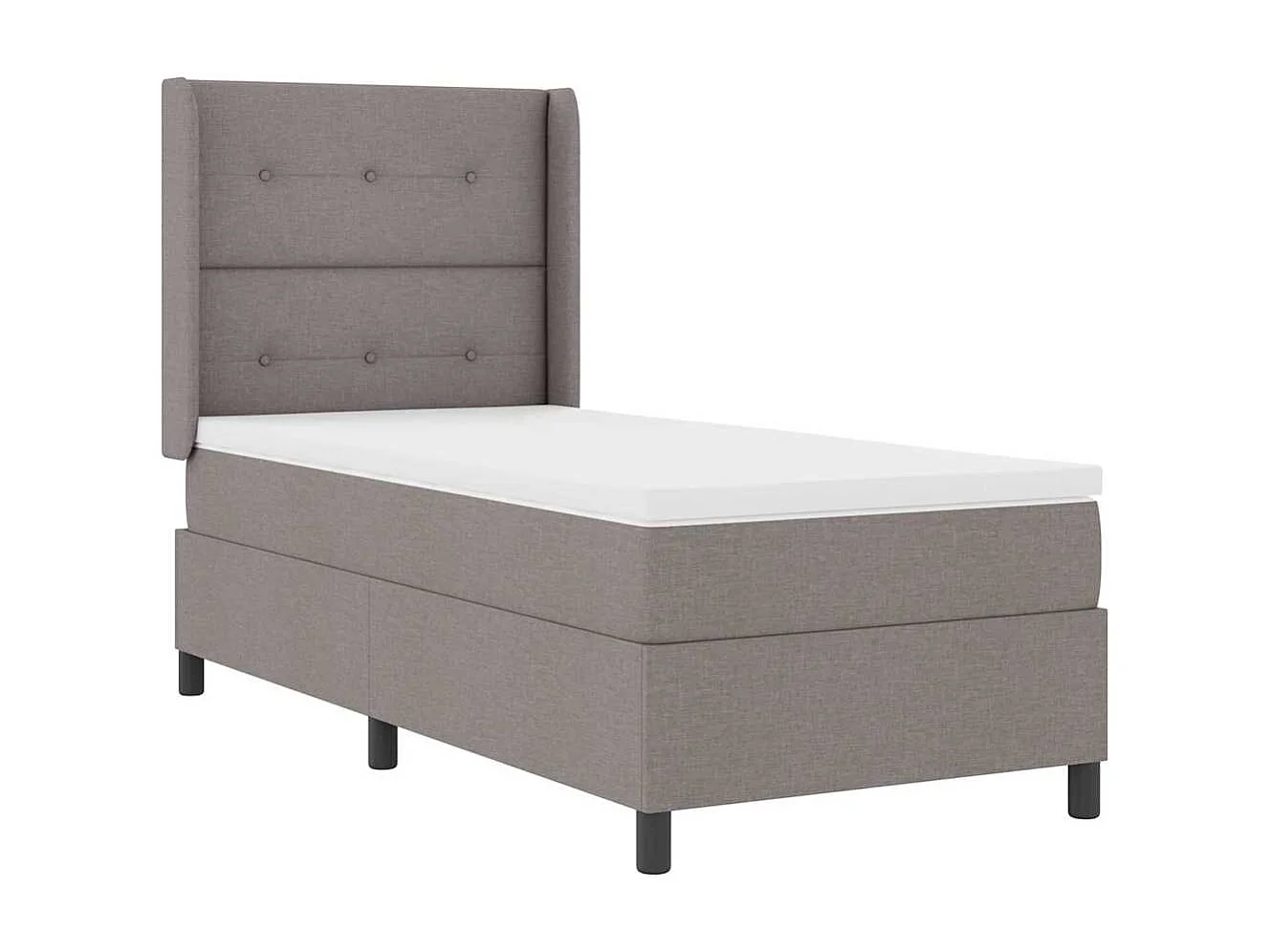 Cadre de lit avec matelas Taupe 100 x 200 cm tissu