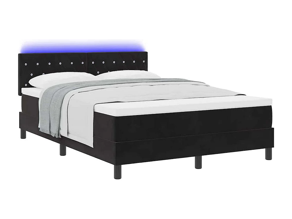 Cadre de lit avec matelas Noir 140 x 190 cm Velours