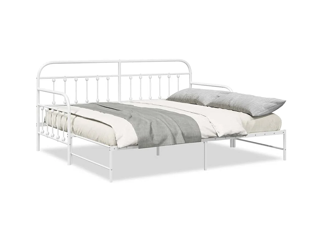 Cadre de lit de jour avec tête de lit Blanc 100 x 190 cm Acier