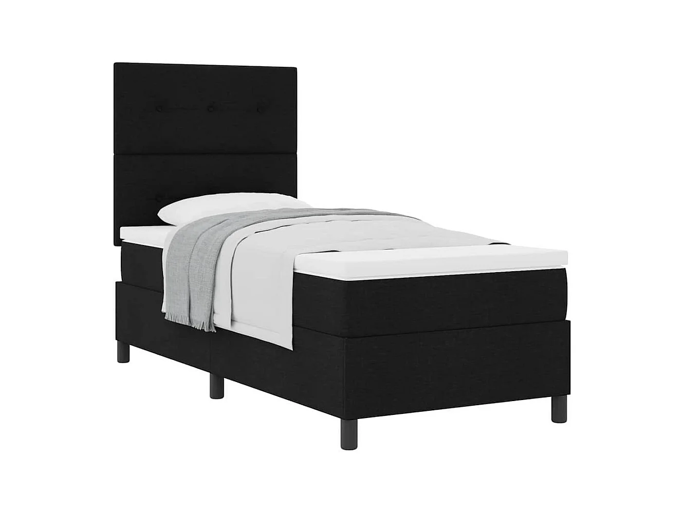 Cadre de lit avec matelas Noir 100 x 200 cm tissu