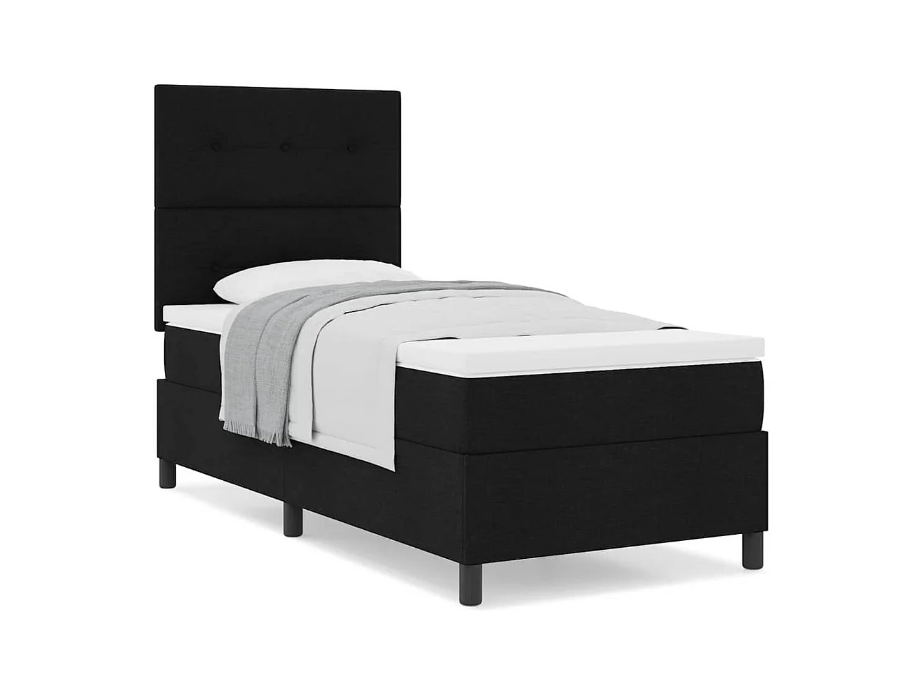 Cadre de lit avec matelas Noir 100 x 200 cm tissu