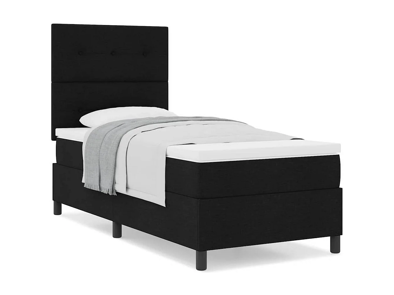 Cadre de lit avec matelas Noir 100 x 200 cm tissu