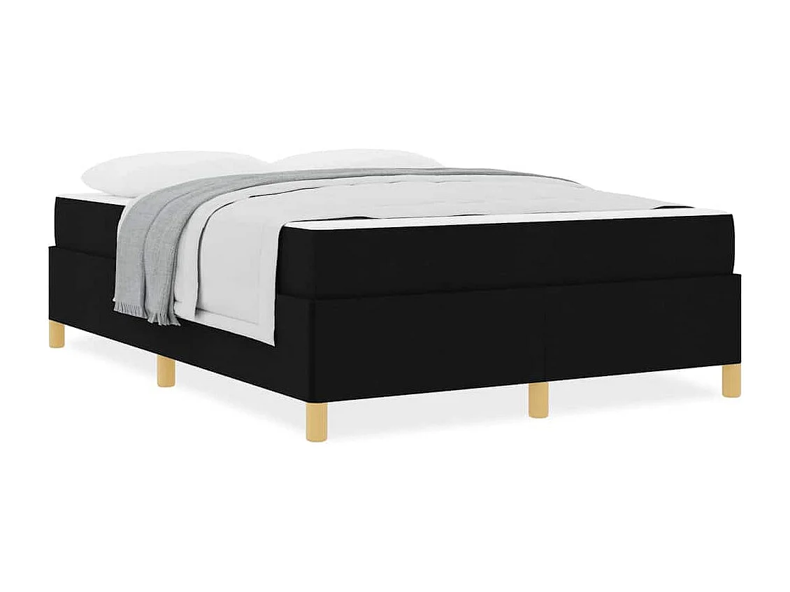 Cadre de lit avec matelas Blanc et Noir 140 x 190 cm tissu