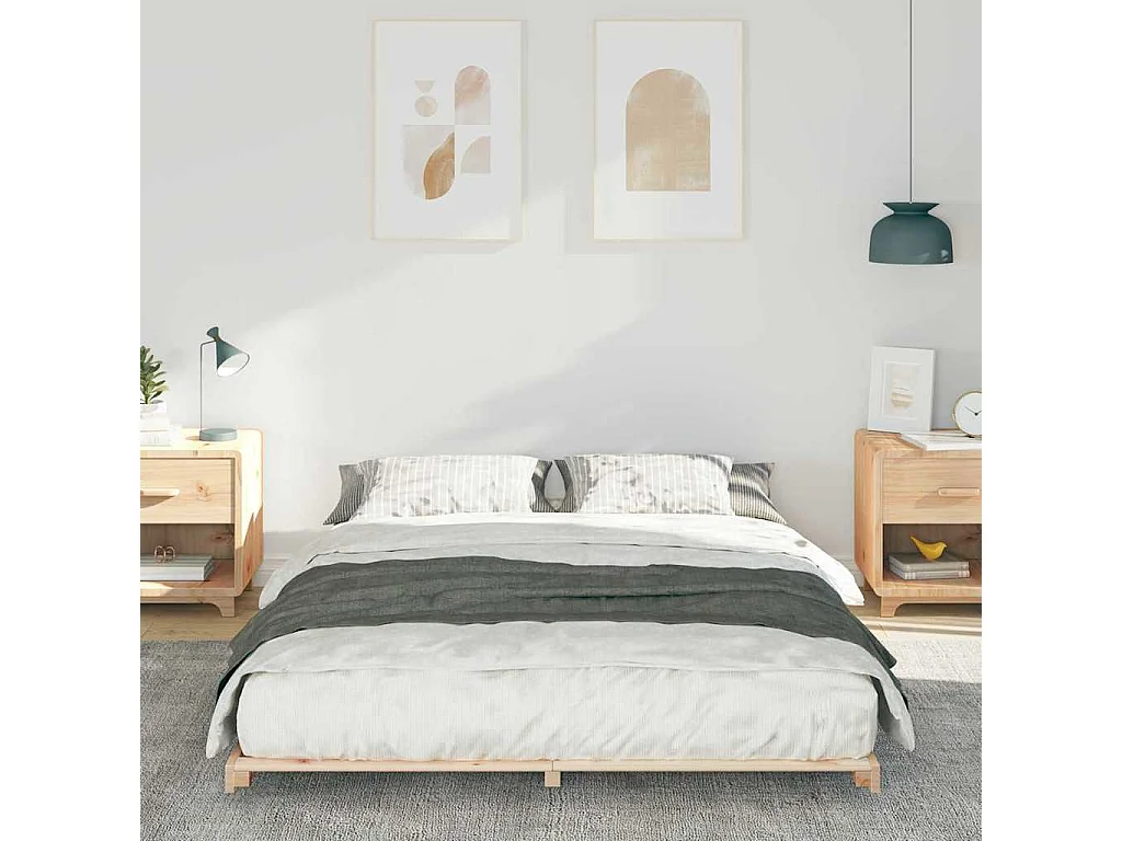Estructura de cama Marrón 160 x 220 cm Madera maciza de pino