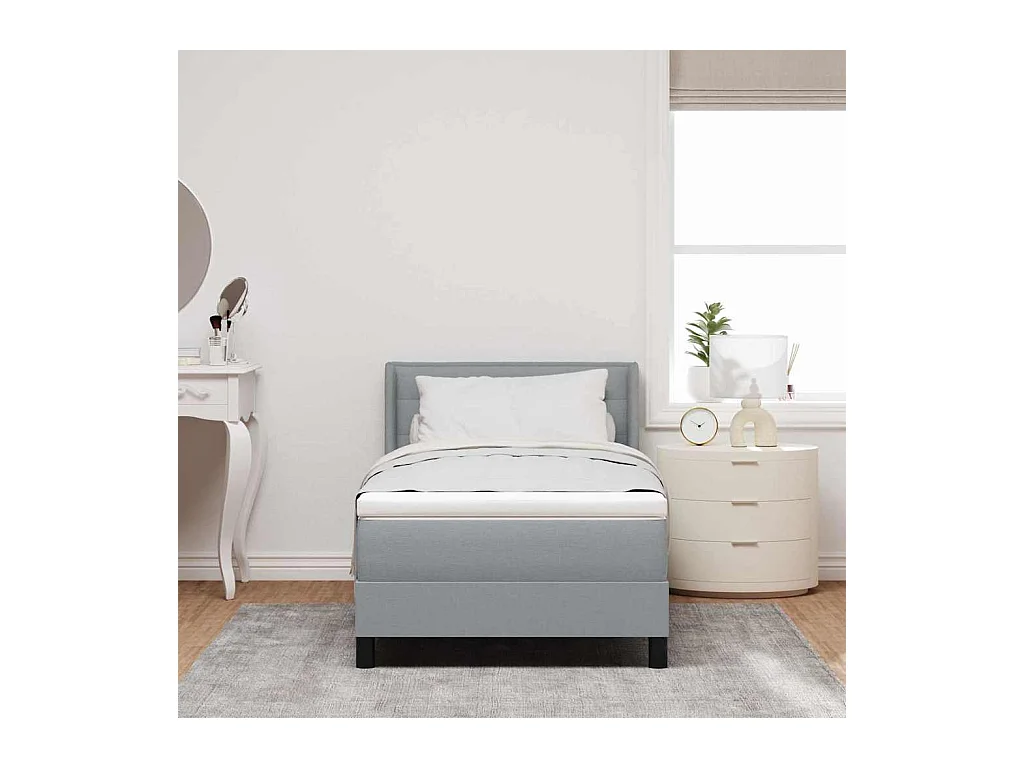 Cadre de lit avec matelas avec matelas Gris clair 90 x 190 cm