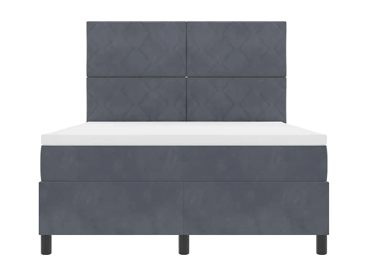 Cadre de lit avec matelas Gris foncé 140 x 200 cm Velours
