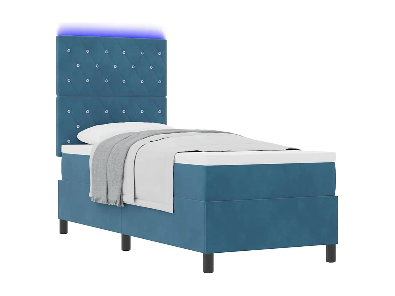 Cama Box com colchão Azul escuro 80 x 200 cm Veludo