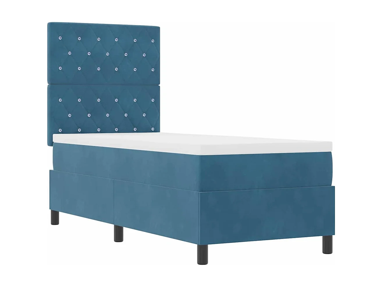 Cama Box com colchão Azul escuro 80 x 200 cm Veludo